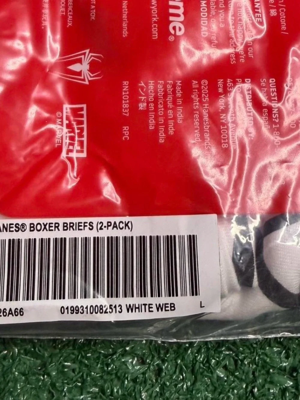 Hanes x Supreme White Graphic Boxer Briefs - 2 Pack Spider-Man collab